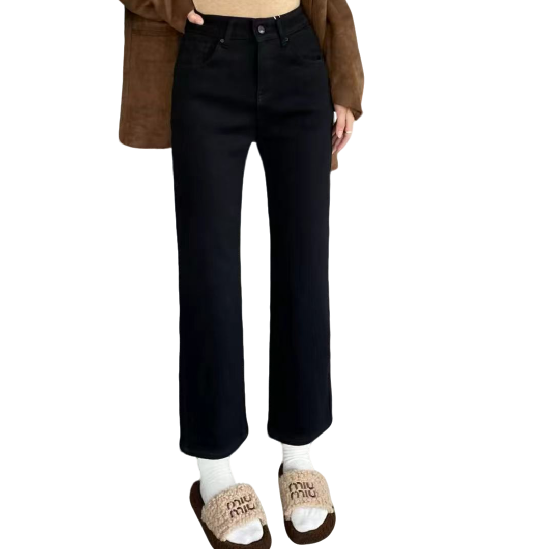 加密绒黑色烟管裤98815