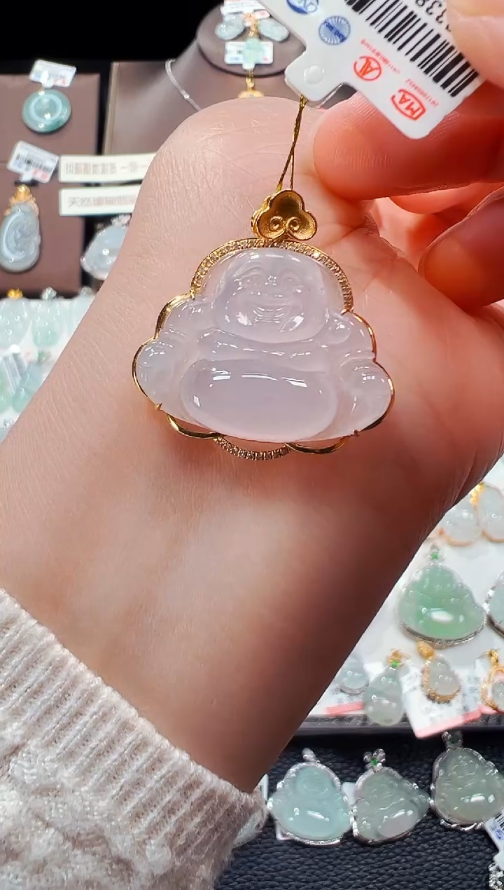 【闪购商品】翡翠吊坠(不含链)18K金镶嵌佛公吊坠69A