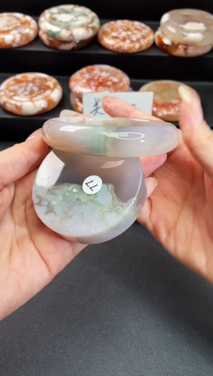 手镯玛瑙/玉髓未镶嵌石英质玉60圈59/60带(赠送镯心)