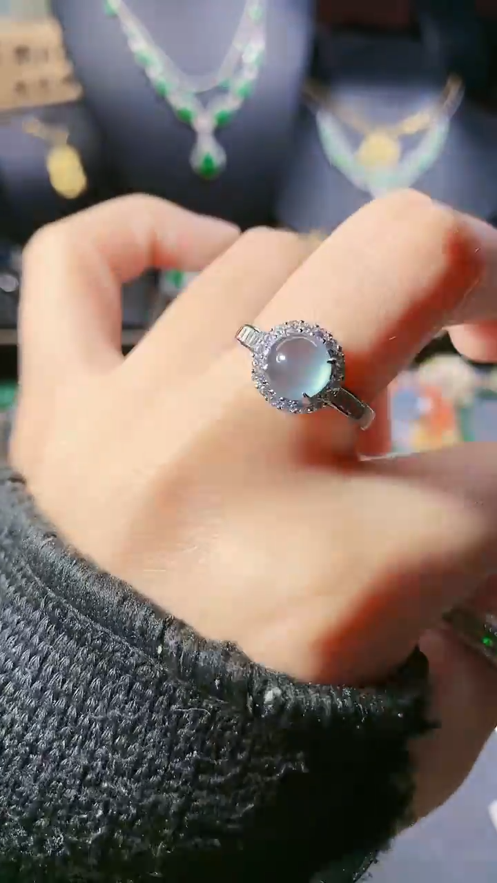 【闪购商品】翡翠戒指银S925镶嵌戒指