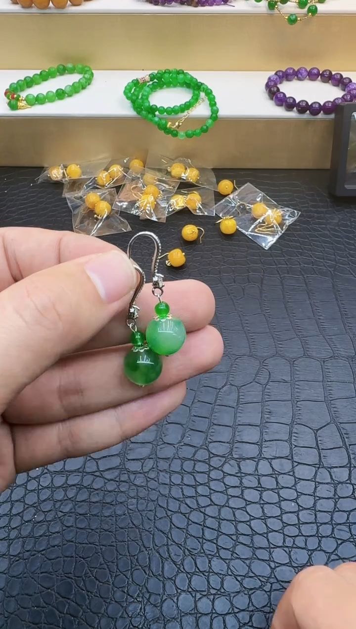 【闪购商品】翡翠耳饰银S925镶嵌106