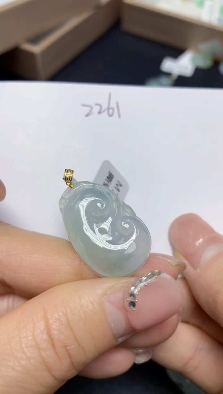 【闪购商品】翡翠挂件18K金镶嵌 天然翡翠A货