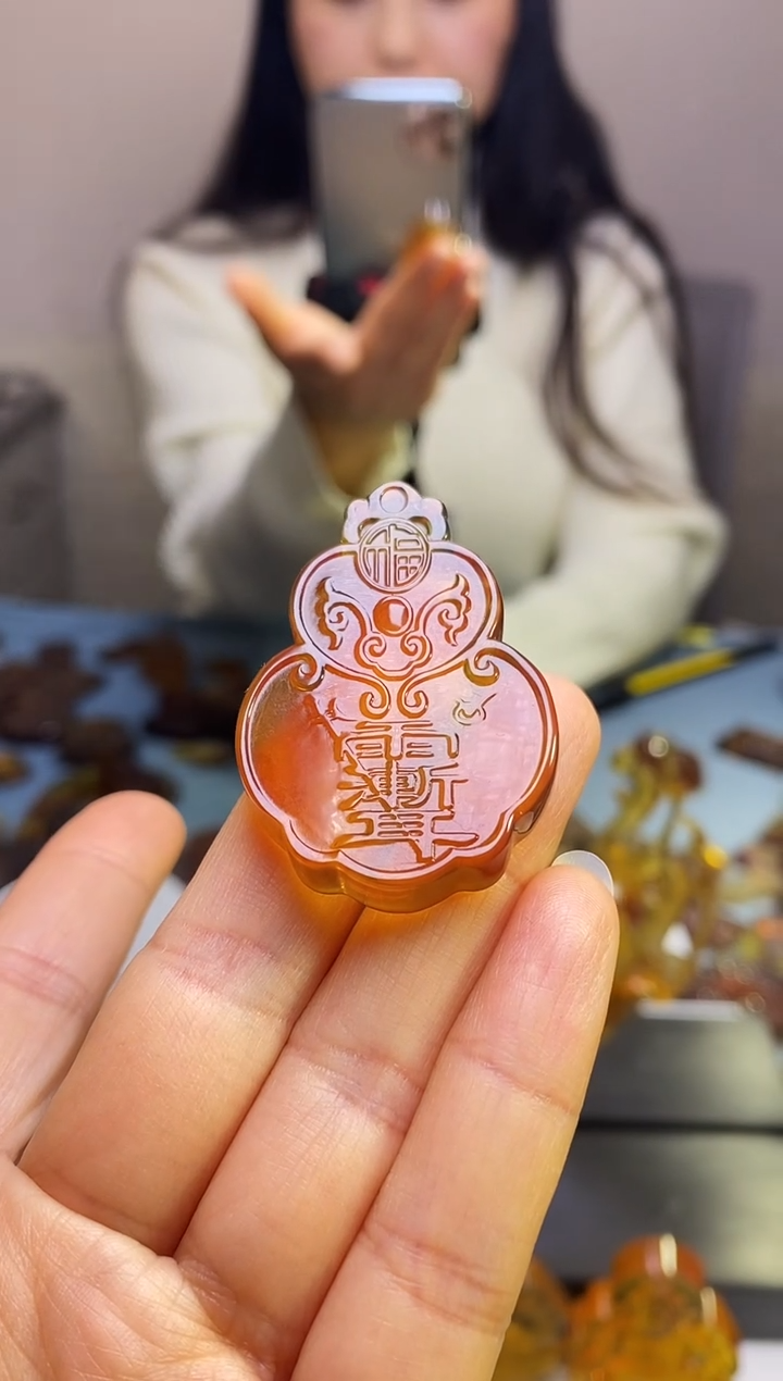 【闪购商品】琥珀颈饰未镶嵌SN1-93（紫薇讳葫芦）