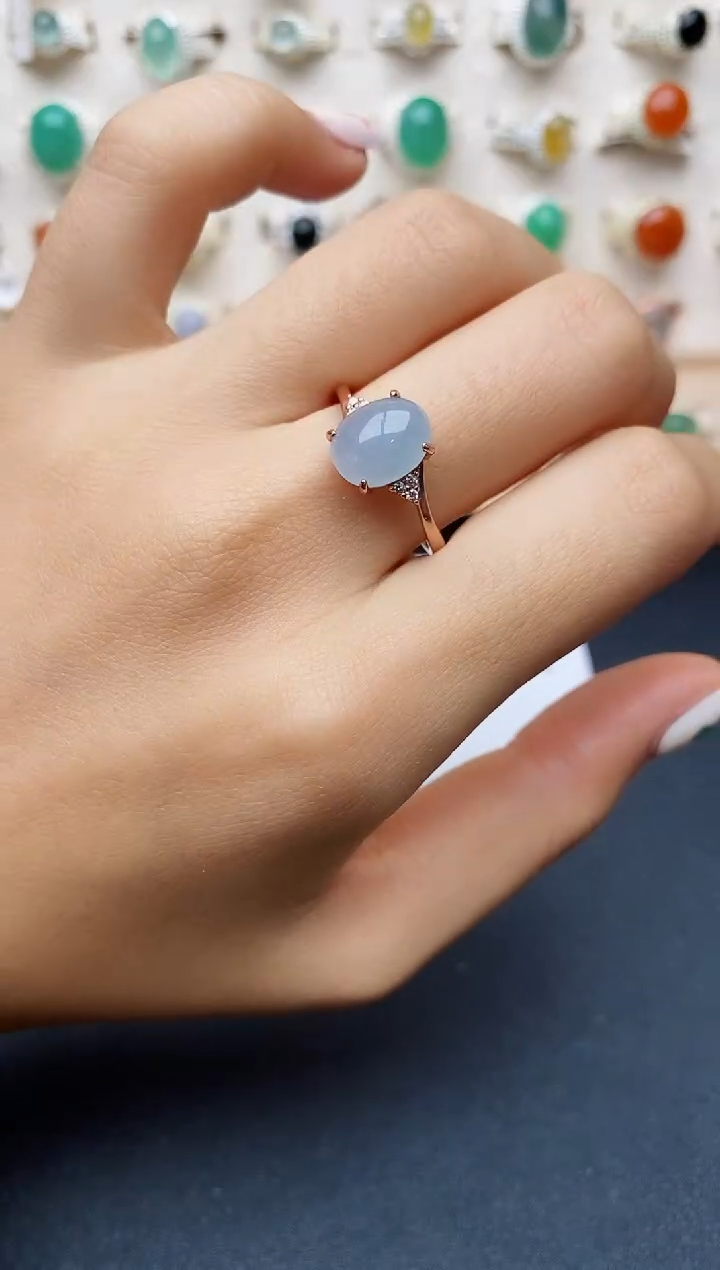 【闪购商品】翡翠戒指银S925镶嵌缅甸翡翠