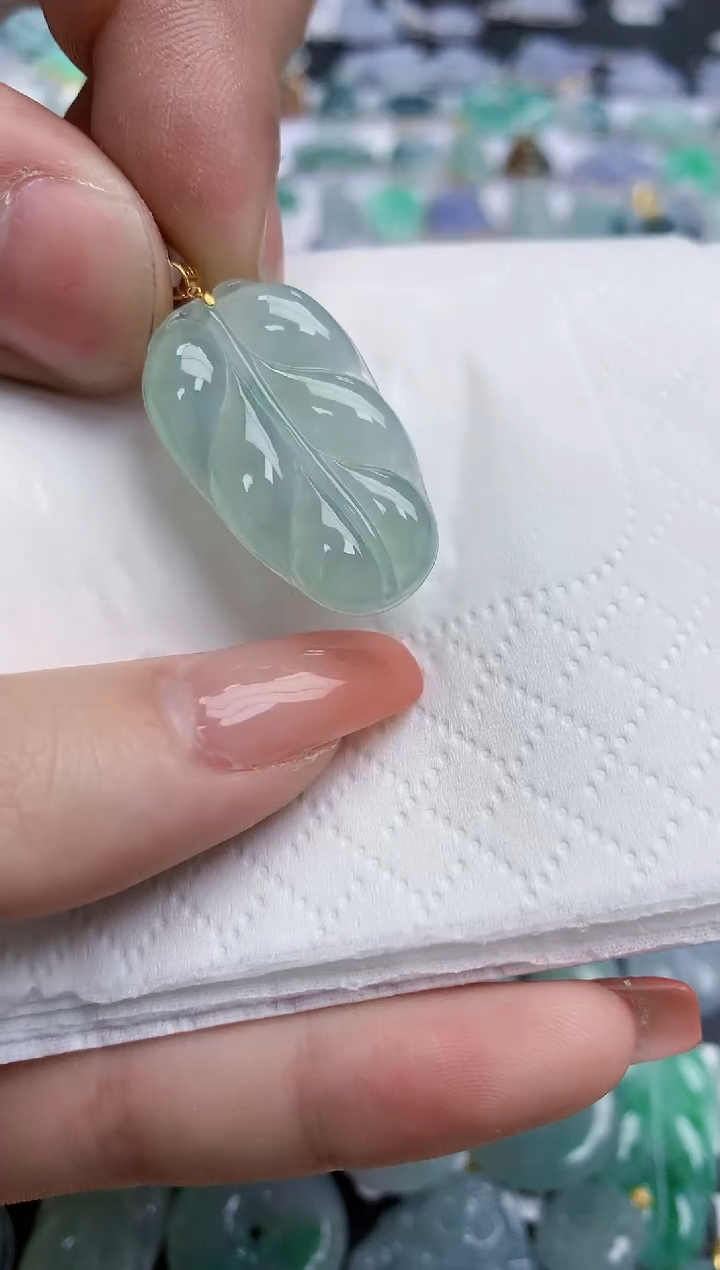 【闪购商品】翡翠颈饰18K金镶嵌天然缅甸翡翠A货