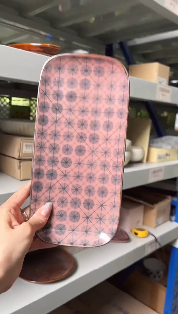 玻璃西山窑 红色波点长盘XIS27