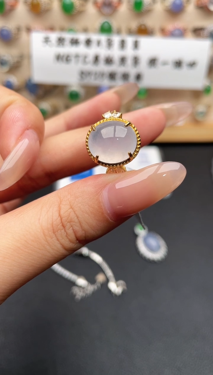 银S925镶嵌戒指翡翠一物一证一礼盒