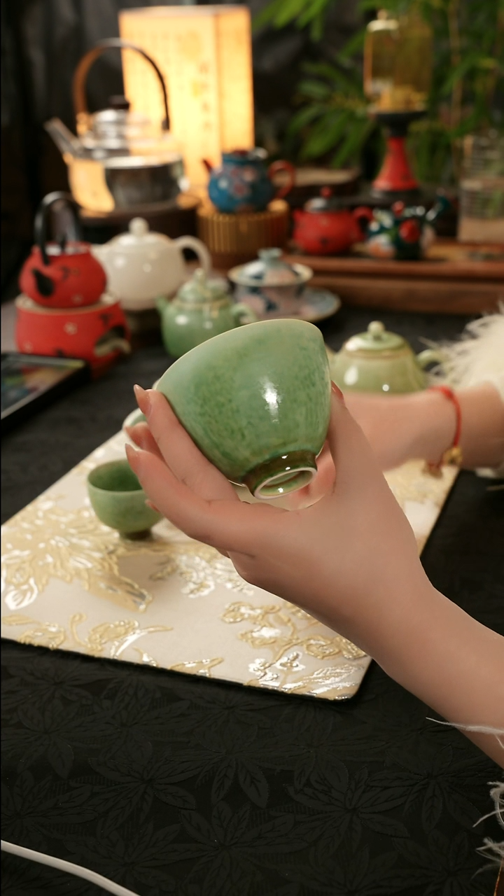 陶瓷茶具楚门窑变美人醉鸡心杯