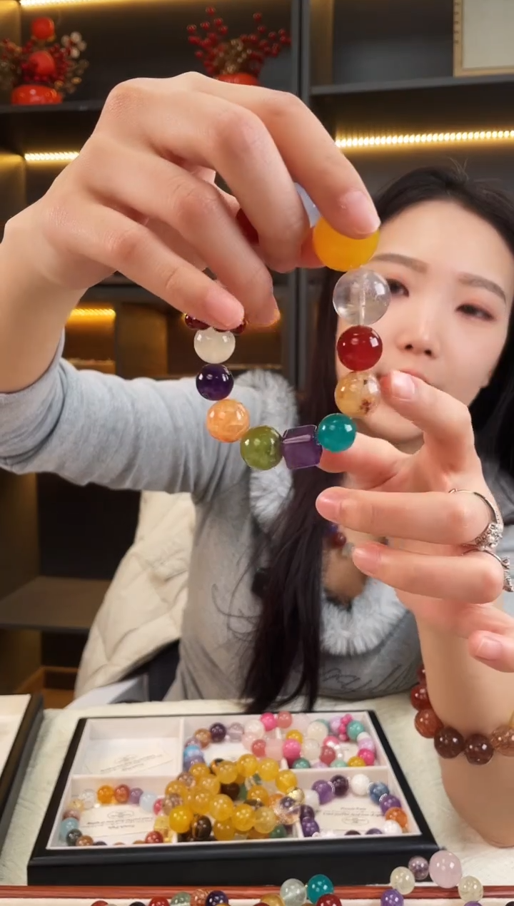 未镶嵌手链水晶黄纹玛瑙多宝手串