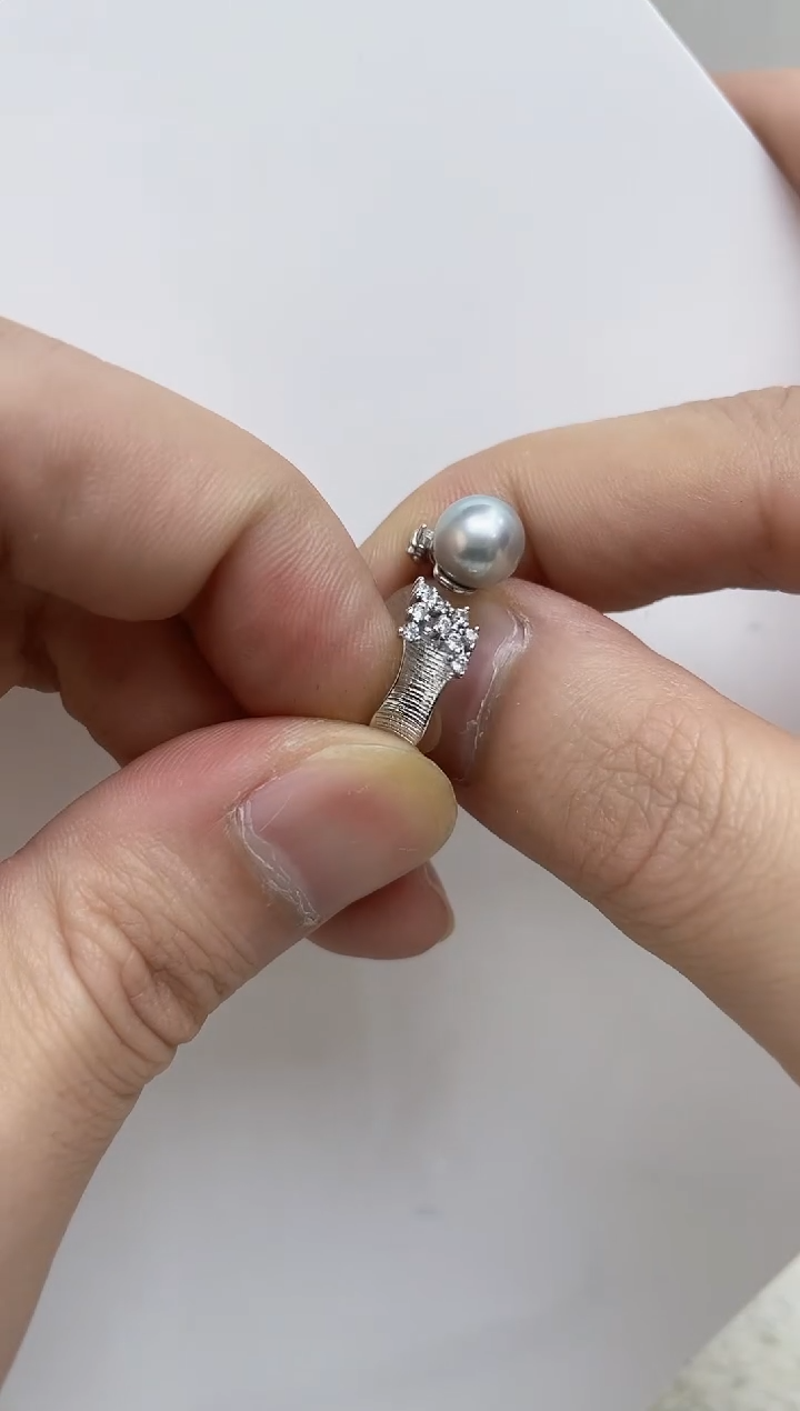 银S925镶嵌戒指海水珍珠 
