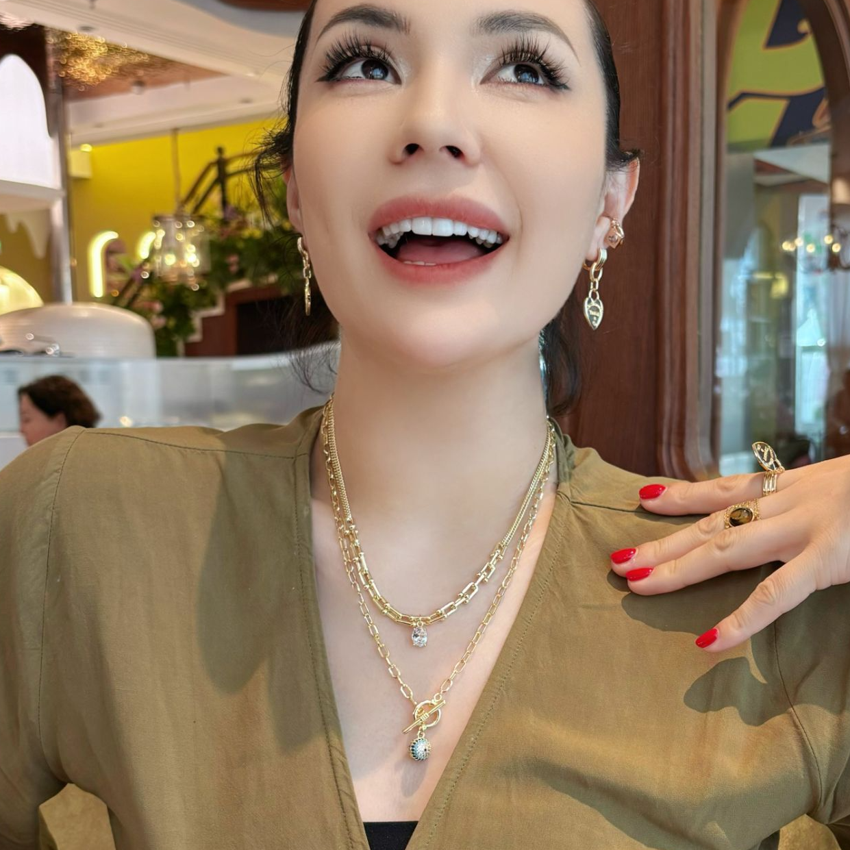 铜合金项链 气质款蓝眼睛项链吊钻项链