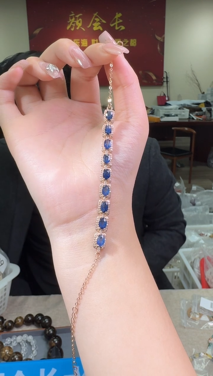 【闪购商品】蓝宝石手链银S925镶嵌多样性发一件 089