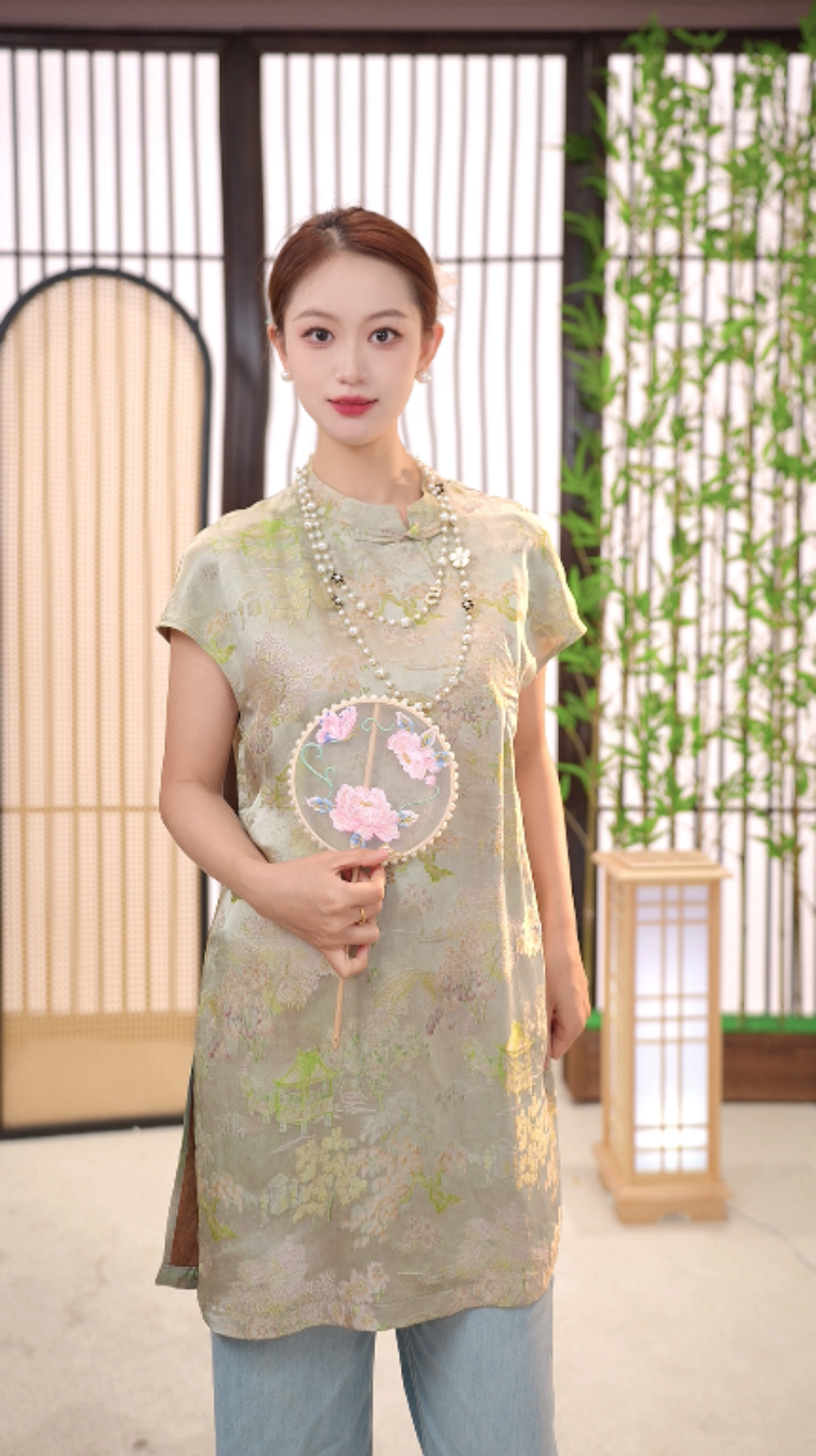 [锦釉]H2100 春夏新款花色新中式斜襟马甲-顾总