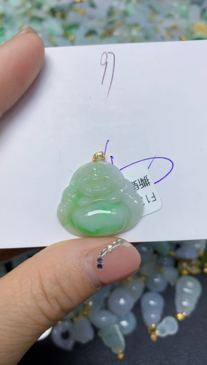 【闪购商品】翡翠挂件18K金镶嵌 天然翡翠A货