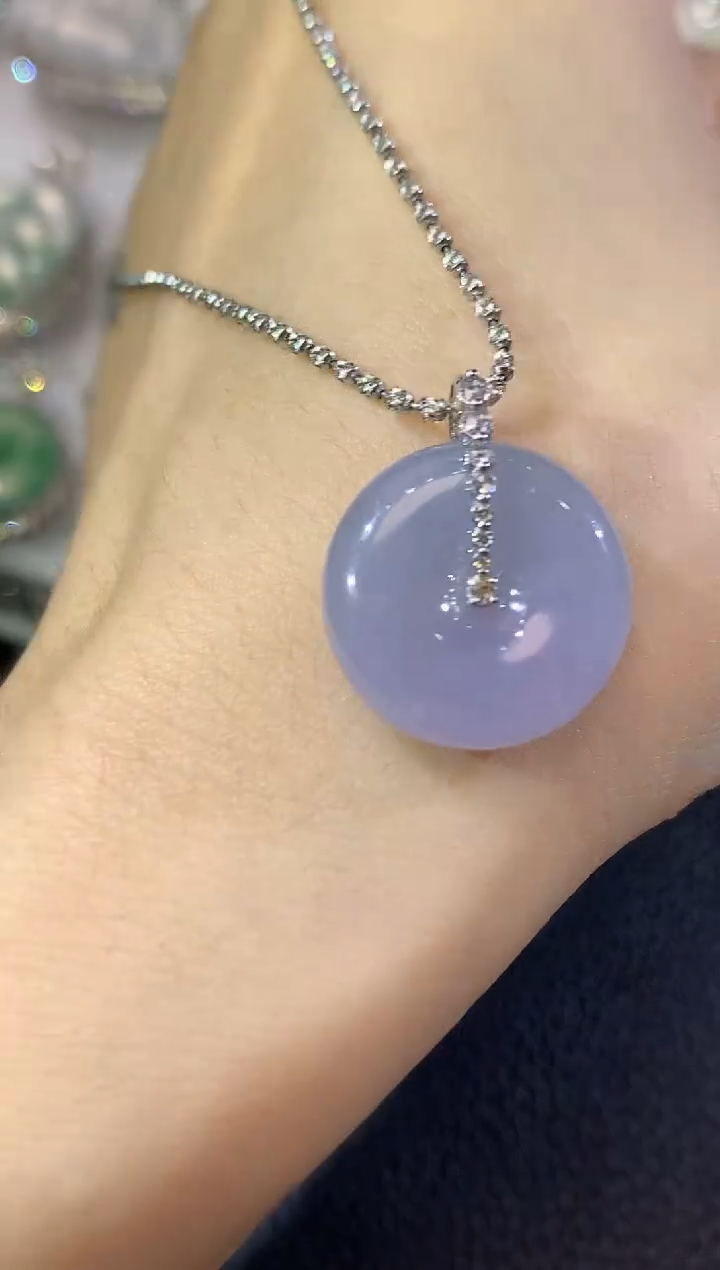 翡翠18K金镶嵌吊坠(不含链)C13 紫货有一定色差