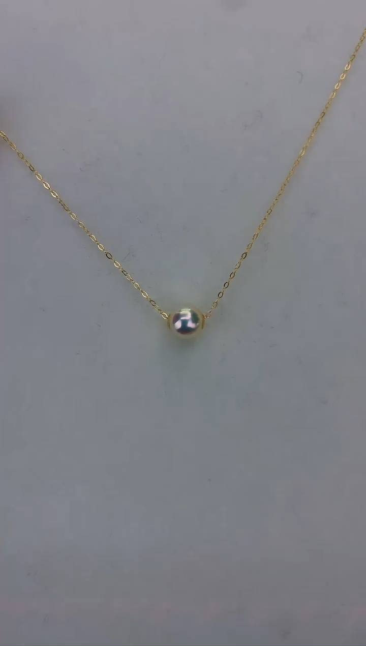 18K金镶嵌GD海水珍珠 GD008 路路通吊坠 7-8