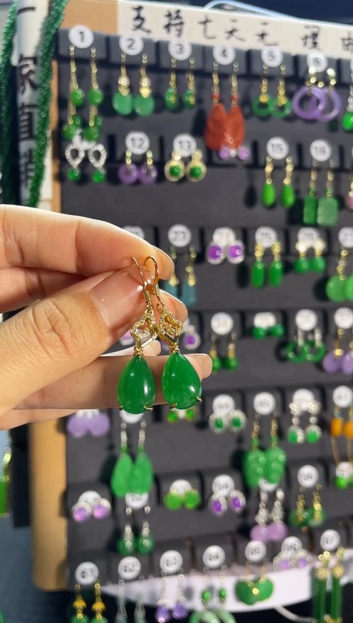 【闪购商品】翡翠耳饰银S925镶嵌511..