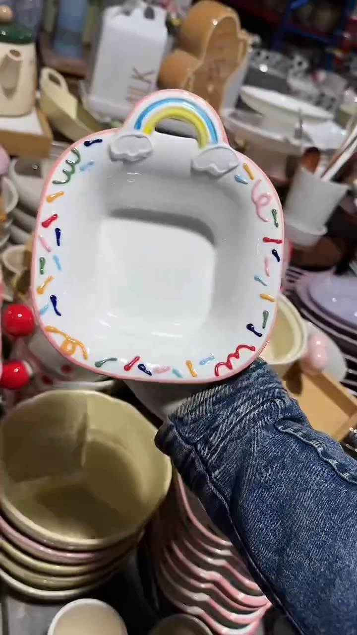 陶瓷彩虹方碗微瑕 凑满20元包邮