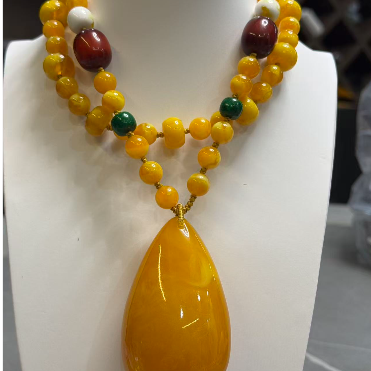 非金属珐琅吊坠 黄色水滴吊坠