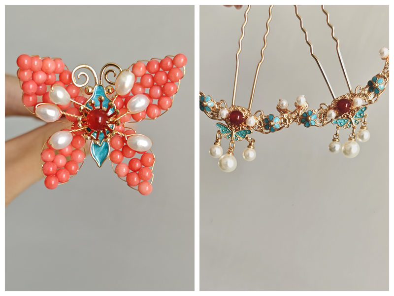 风雪初晴蝶意/蝴蝶扣发钗手工汉服气质百搭时尚简约日常超仙发饰