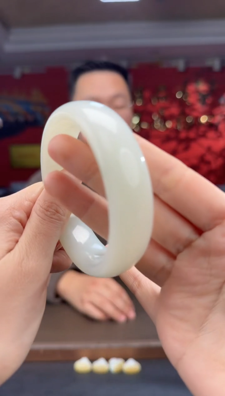 未镶嵌手镯和田玉白玉宽版手镯55-62