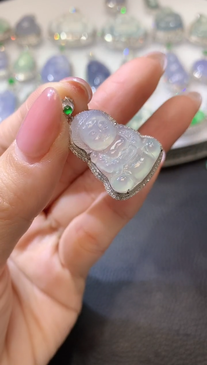 【闪购商品】翡翠吊坠(不含链)18K金镶嵌D8