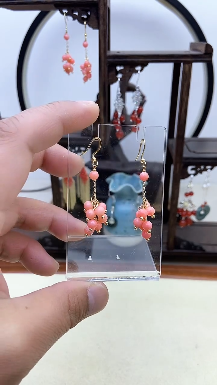 【闪购商品】玛瑙/玉髓耳钉14K金镶嵌68号