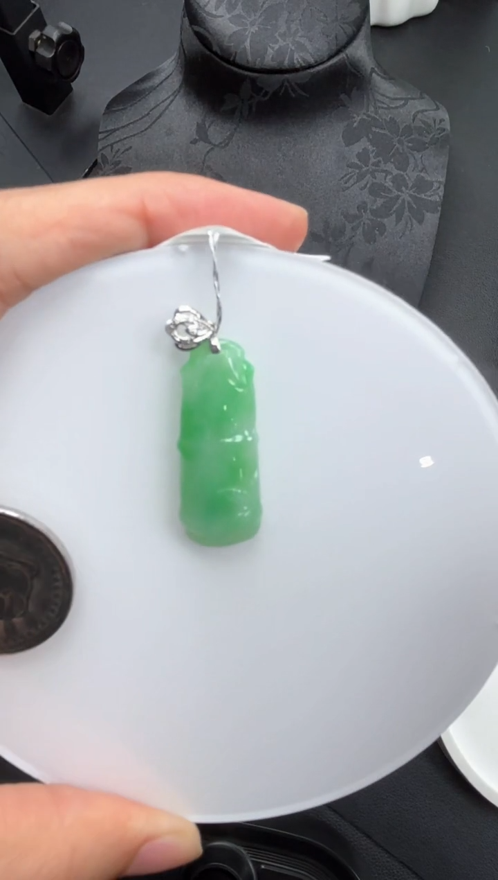 【闪购商品】翡翠颈饰18K金镶嵌竹节