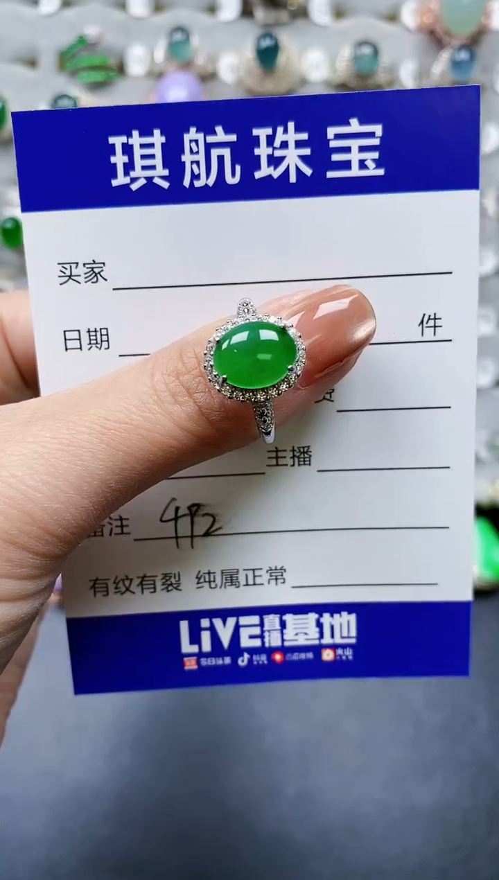 【闪购商品】翡翠戒指银S925镶嵌0492