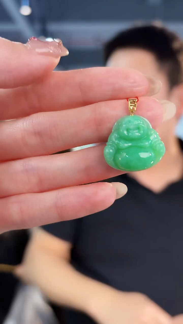 【闪购商品】翡翠颈饰18K金镶嵌缅料A货/支持复检/一件