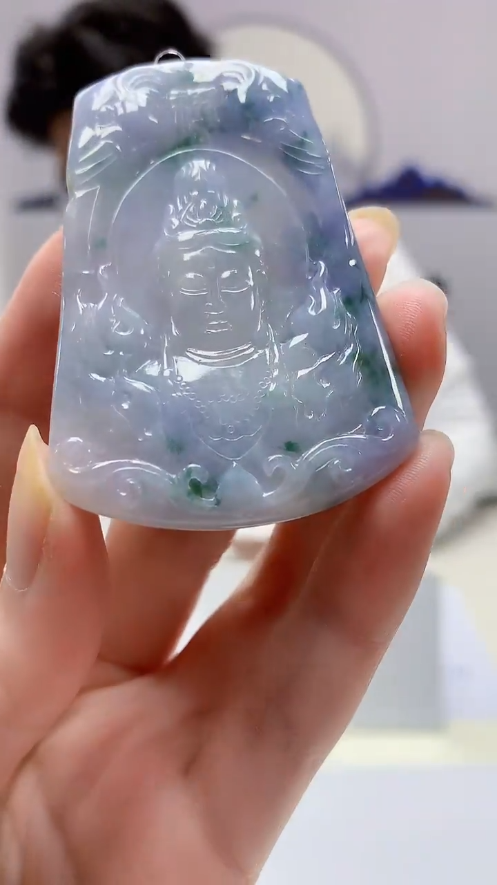 【闪购商品】定制翡翠未镶嵌4688zm-毛货挂件观音280