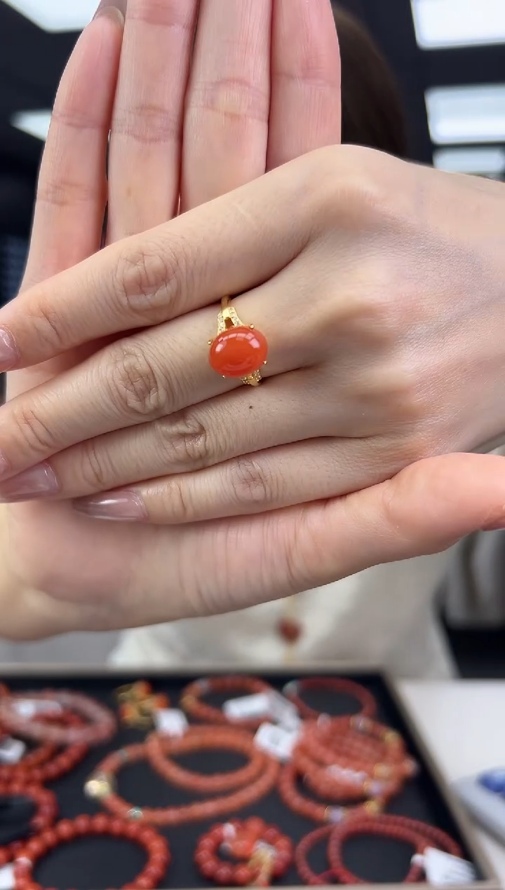 南红玛瑙戒指未镶嵌8.7-（多样式）