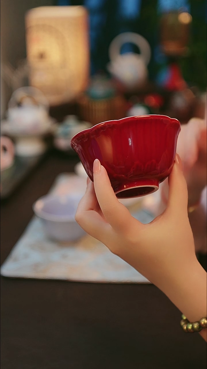 青云茶斋陶瓷茶具玛瑙红碗