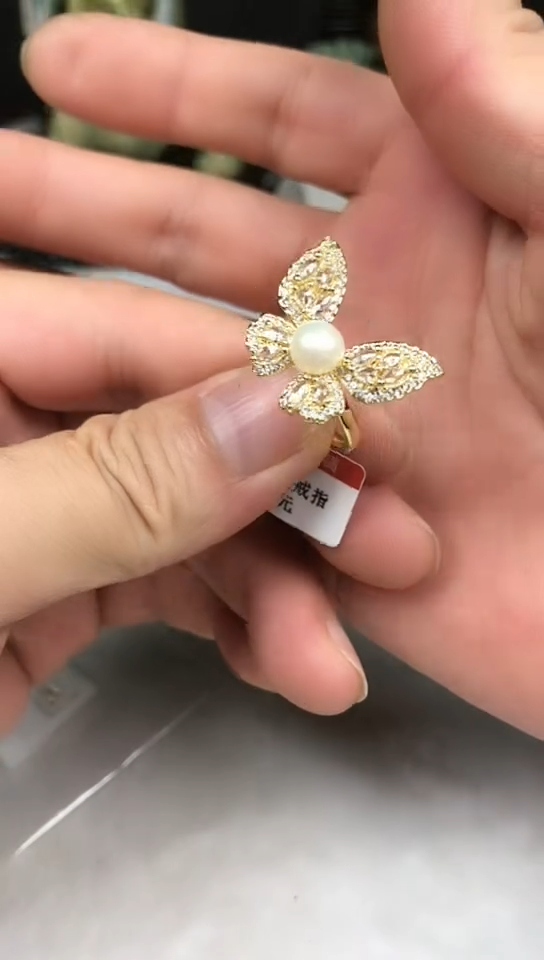 钛钢戒指淡水珍珠戒指