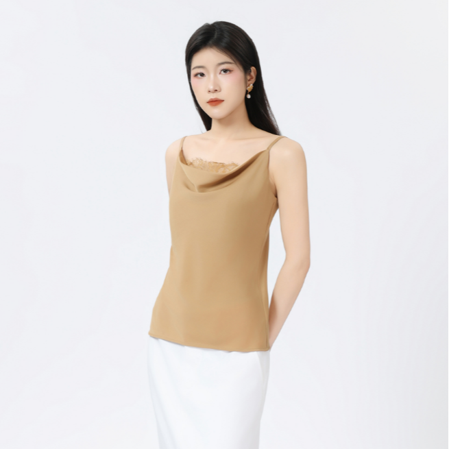 AMASS/阿玛施春夏新款蕾丝舒适透气桑蚕丝设计感吊带背心 530041