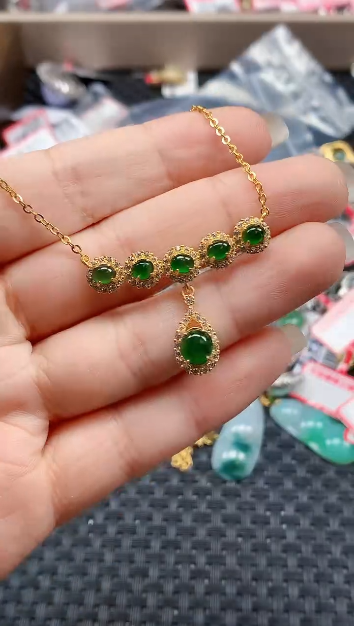 银S925镶嵌戒指翡翠天然A货缅甸翡翠