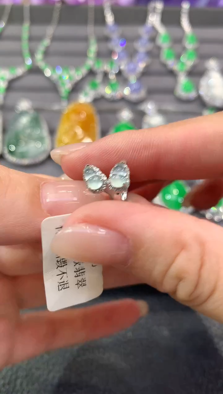 18K金镶嵌翡翠耳饰A2多样性发一件