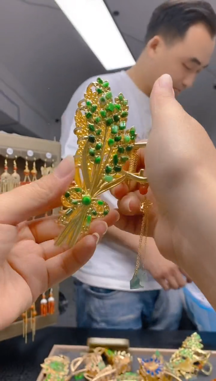 翡翠合金耳饰0519翡翠发簪