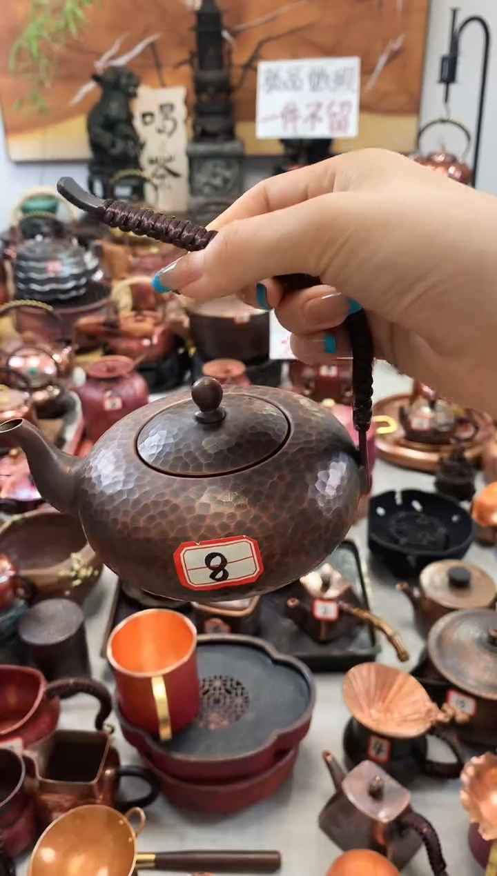 紫铜加厚飞天老铜壶