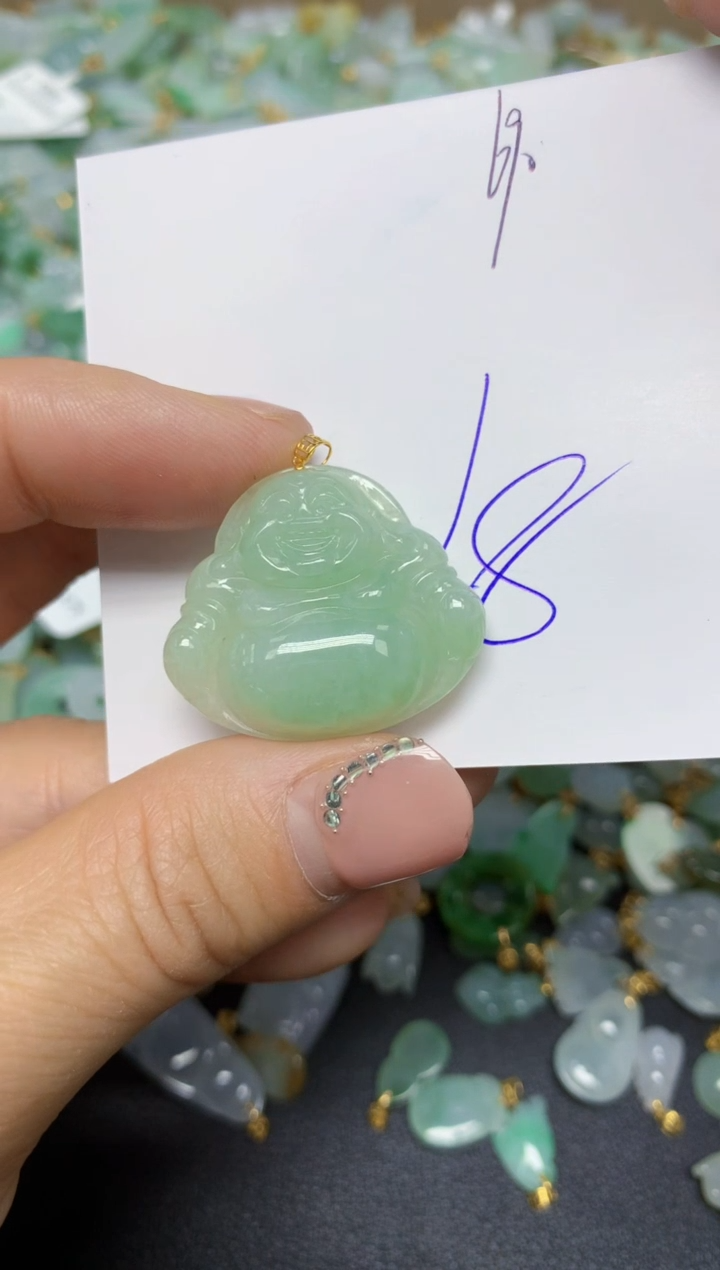 【闪购商品】翡翠挂件18K金镶嵌 天然翡翠A货
