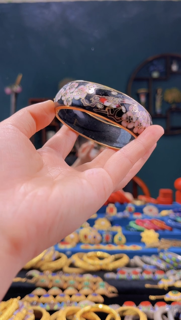 【闪购商品】景泰蓝银蓝手镯黑色