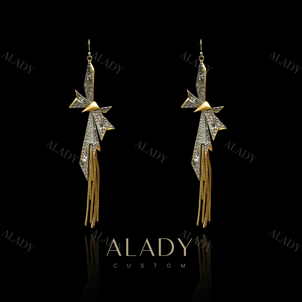 合金合成锆石耳饰 AB轻奢蝴蝶结满镶嵌女士耳钉-GC1602