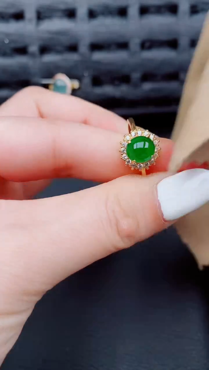 【闪购商品】翡翠戒指银S925镶嵌天然a货翡翠421