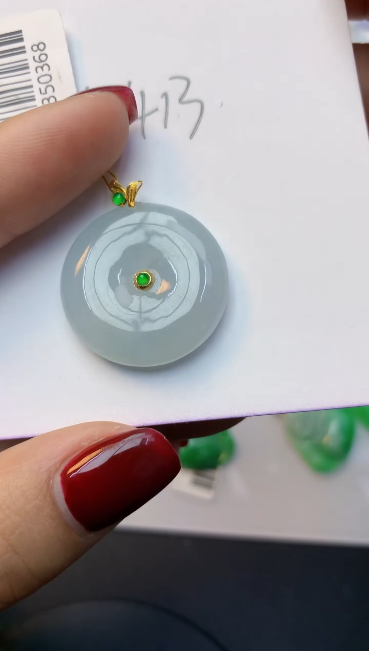 颈饰18K金镶嵌翡翠天然缅甸A货翡翠