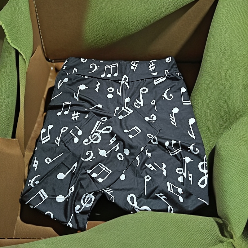 (8002)音符外贸原单没吊牌薄款打底裤