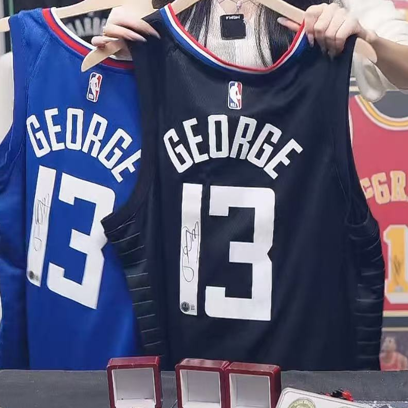 乔治亲签快船二选一sw装裱收藏421【铭人堂亲签球衣清清专属链接】