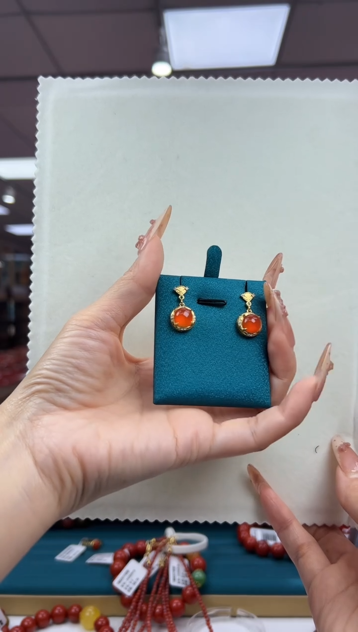 未镶嵌耳饰南红玛瑙1.3-（多样式发一）