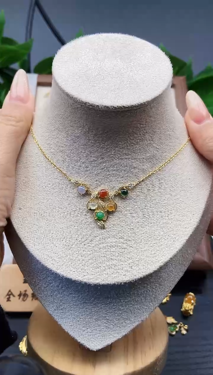 颈饰银S925镶嵌翡翠12