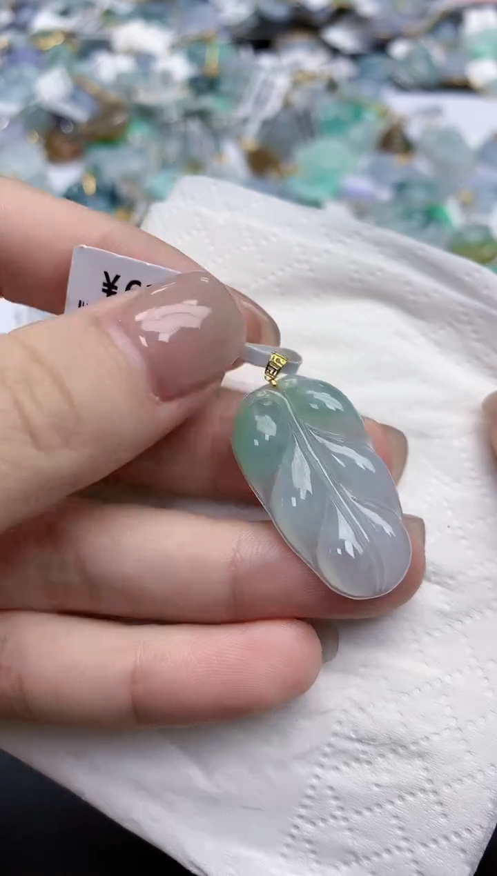 【闪购商品】翡翠颈饰18K金镶嵌天然缅甸翡翠A货