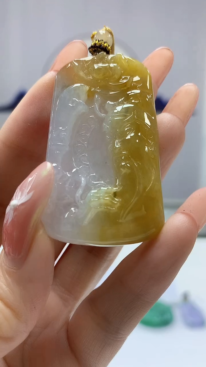 【闪购商品】定制翡翠未镶嵌5152DD-毛货挂件